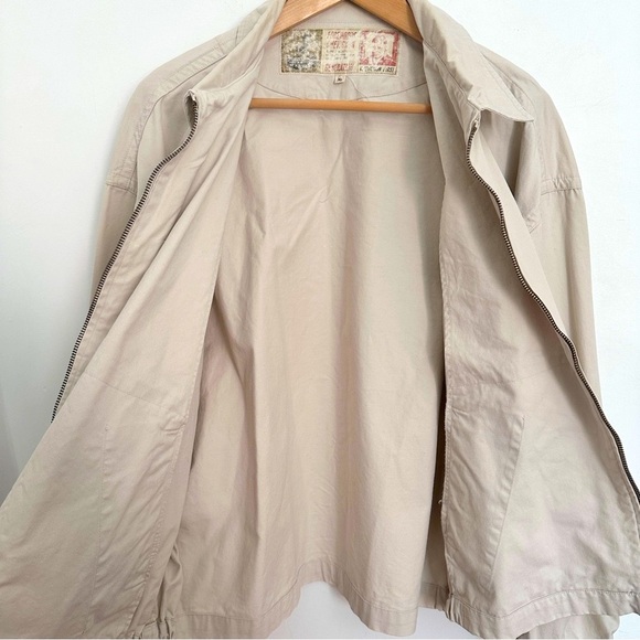 VINTAGE CHEVIGNON CRAFTSMANSHIP BEIGE COTTON BOMBER JACKET EMBROIDERY UNISEX L - Picture 7 of 15
